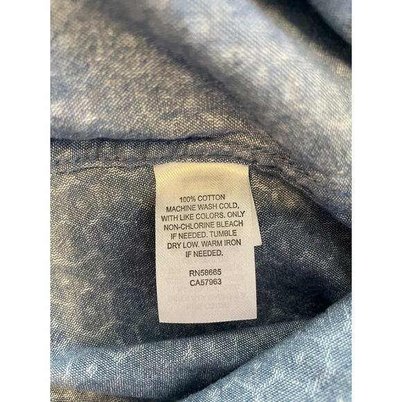 1901 Mens Medium Polo Short Sleeve Button Down All Cotton Regular Blue White - Picture 10 of 12